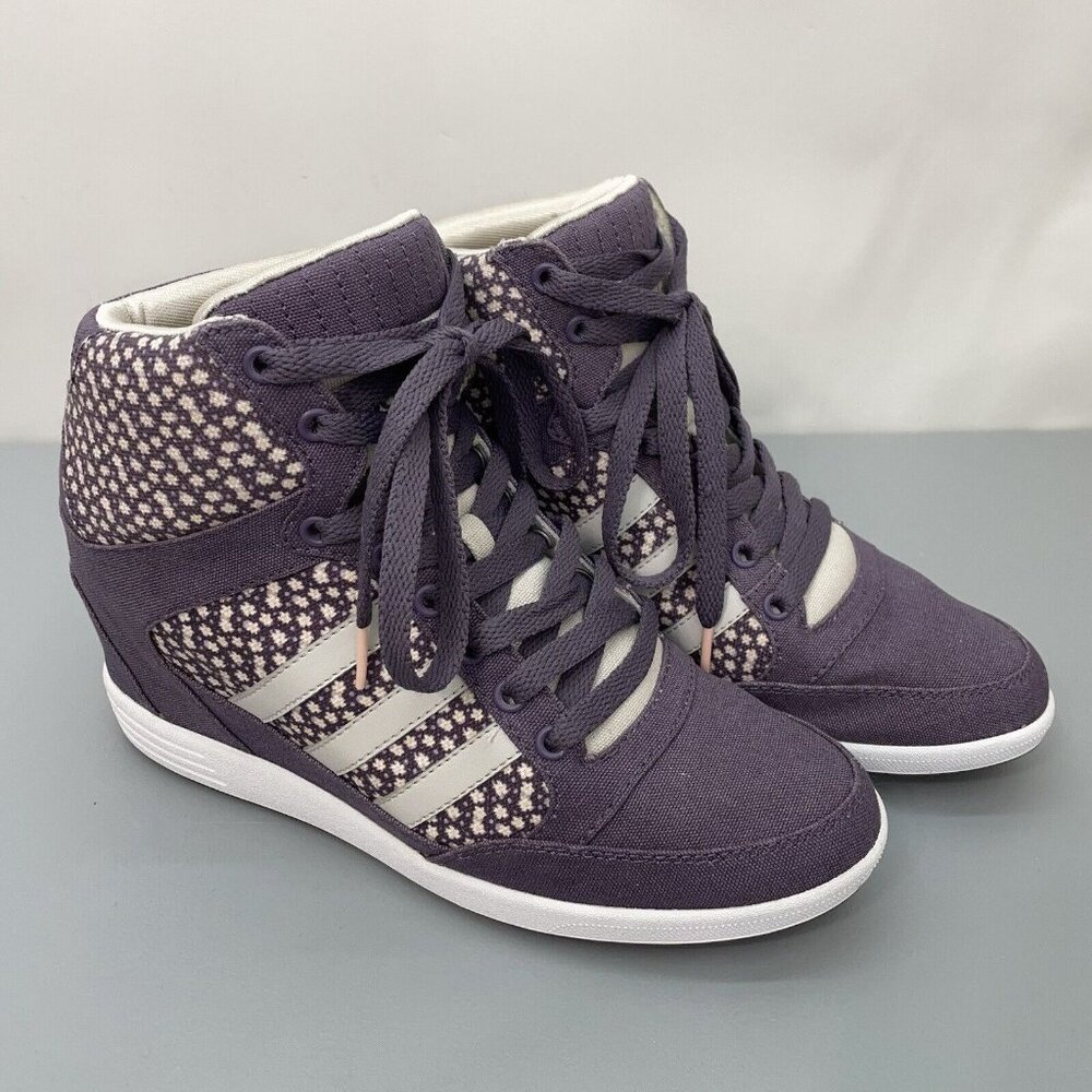 adidas Purple and floral Patterned High-Top Wedge Sneakers
